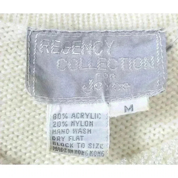 Vintage Joyce Regency Collection 80's White Metallic Sequin Bling Party Sweater - Picture 4 of 7